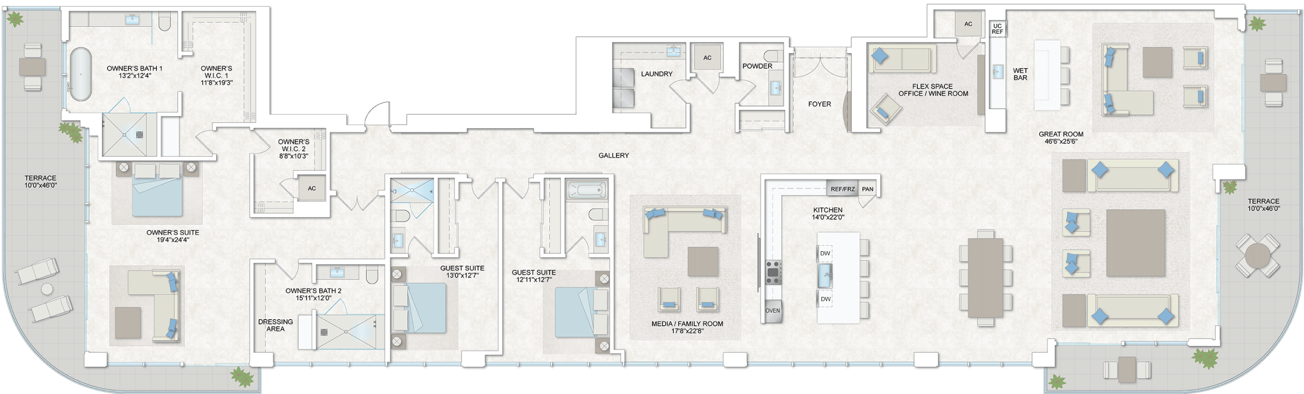 East Penthouse One Floorplan