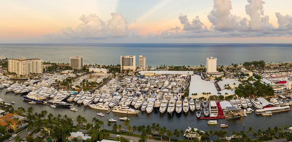 aerial of fort lauderdale waterway and boats