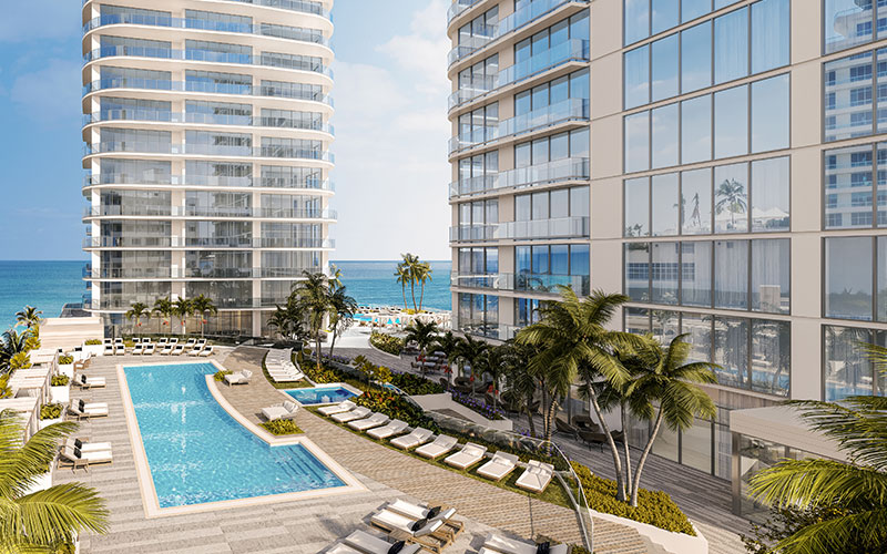 rendering of selene fort lauderdale pool deck