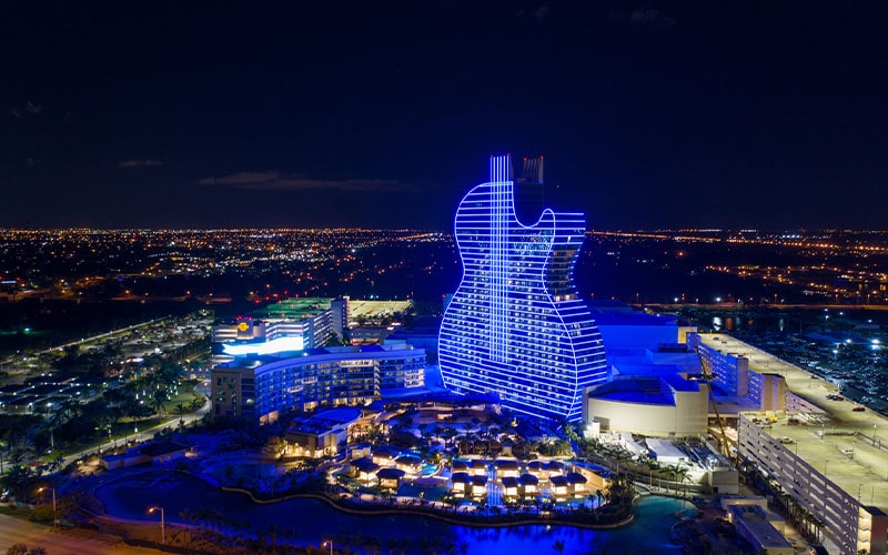 aerial of the Seminole Hard Rock Hotel & Casino Hollywood, FL