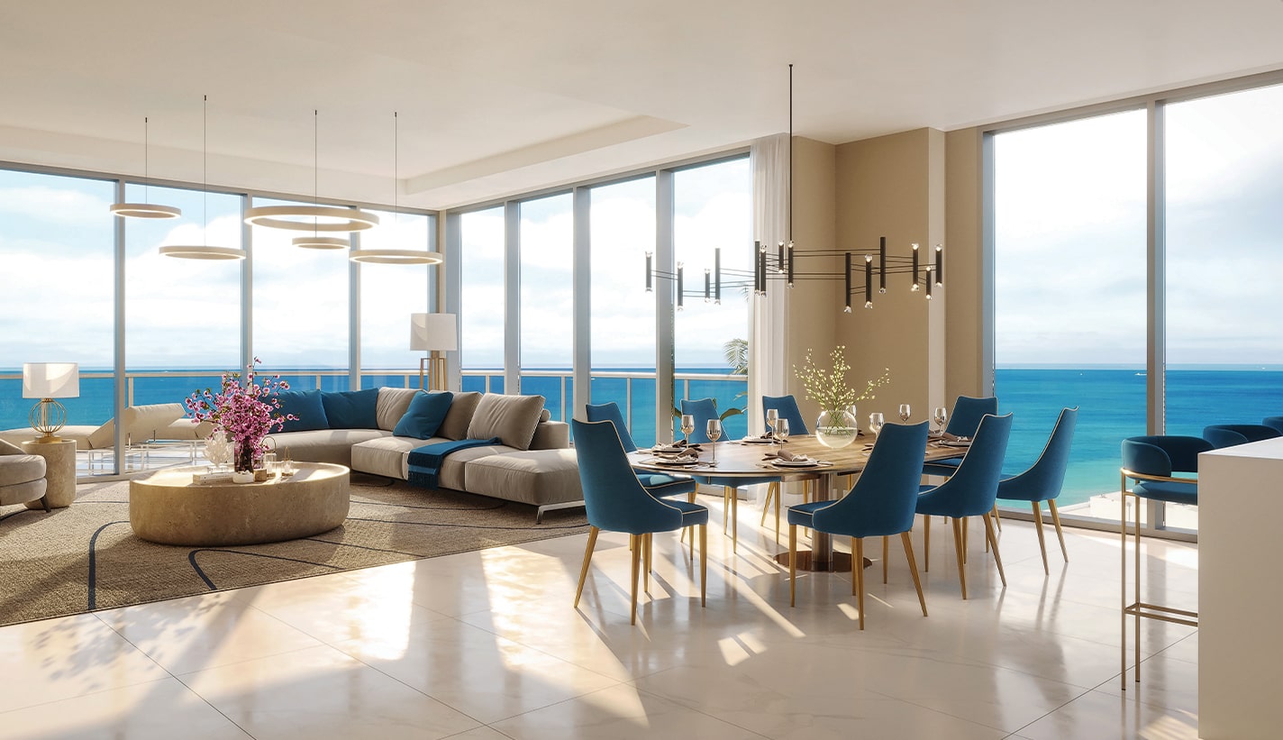 rendering of the seaglass great room