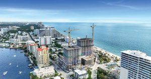 Aerial of Selene construction progress in Fort Lauderdale