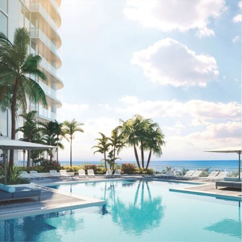 Selene Fort Lauderdale Beach Pool Amenity deck Rendering
